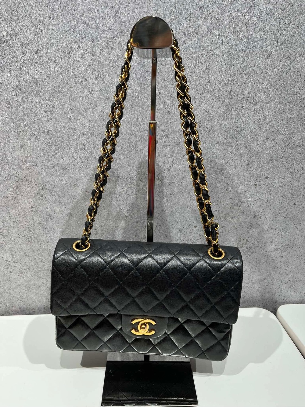 CHANEL Black Quilted Shoulder Bag with Gold Hardware